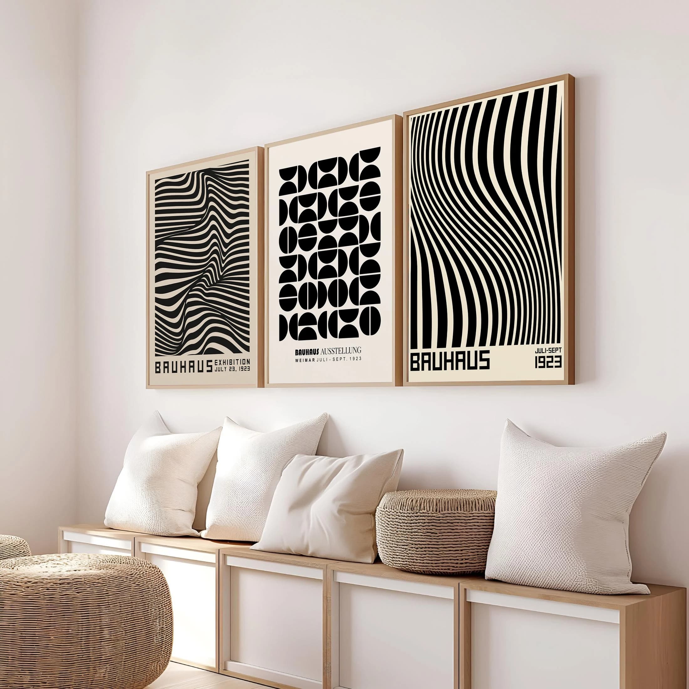 Affiche géométrique abstraite Orange Bauhaus, Art Pop, lever du soleil et vélo, imprimés d'art muraux pour salon moderne, dortoir, décoration de maison