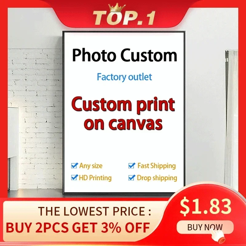 YWDECOR – toile de peinture personnalisée de grande taille, impression HD de votre Image, affiche d’art murale personnalisée, Photo pour salon, décoration de maison, cadeau